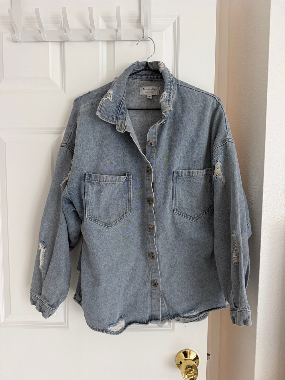 By Together Light Blue Distressed Denim Jacket